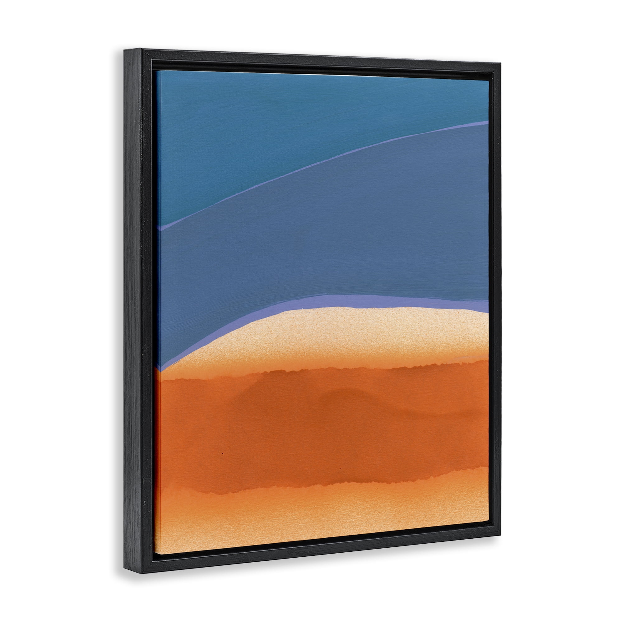 Stupell Industries Modern Desert Sunrise Abstract Painting Black Floater Framed Canvas Art Print Wall Art, 17 x 21
