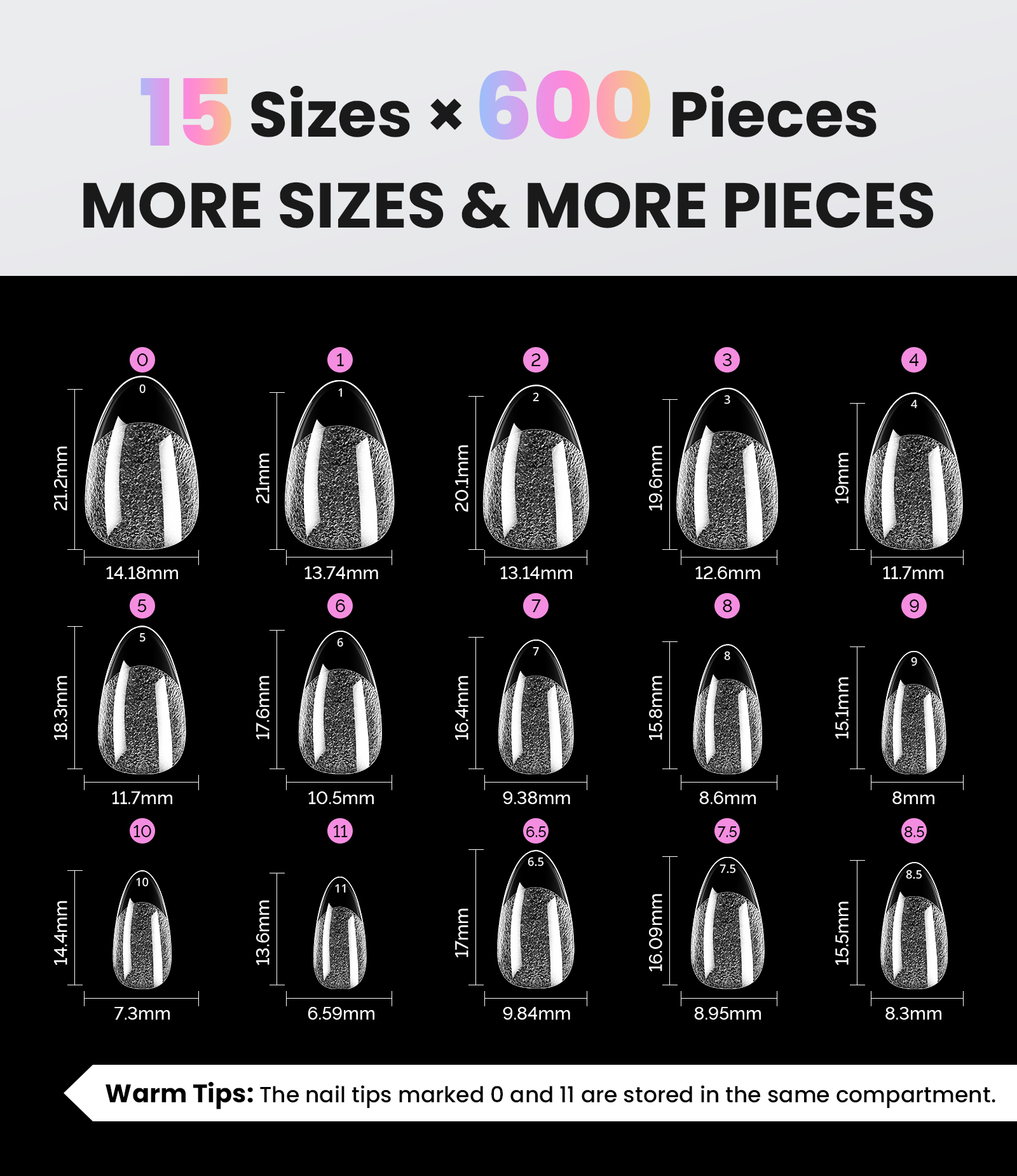 MelodySusie Short Almond Nail Tips 600-Piece Set photo 8