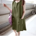 thumbnail image 2 of Sngxgn Women's Cozy Knit Sleeveless Bateau Neck Midi Dress(Army Green,M), 2 of 7