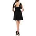 thumbnail image 3 of INSPIRE CHIC Spaghetti Strap Women's Casual Tie Shoulder Smocked Mini Dress Sundress M Black, 3 of 6