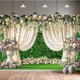 thumbnail image 2 of Telón de fondo floral para boda, pared, cortina blanca, fondo de fotografía para boda, despedida de soltera, compromiso, aniversario, fiesta, decoración de mesa, fotomatón, estudio, 2 of 4