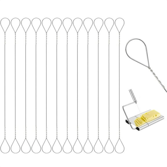 Tutuviw 12Pcs Cheese Slicer Wire 5.7 Inch Stainless Steel Replacement Thick Cutting Wires for Home Kitchen Polished Marble Cheese Slicer Board Wire