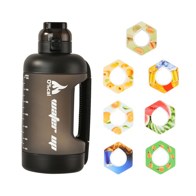 Popular! 2 Liters Bottle, Update Water Bottle Up Set With 7 Capsules Drinking Straw, Outdoor Water Bottle