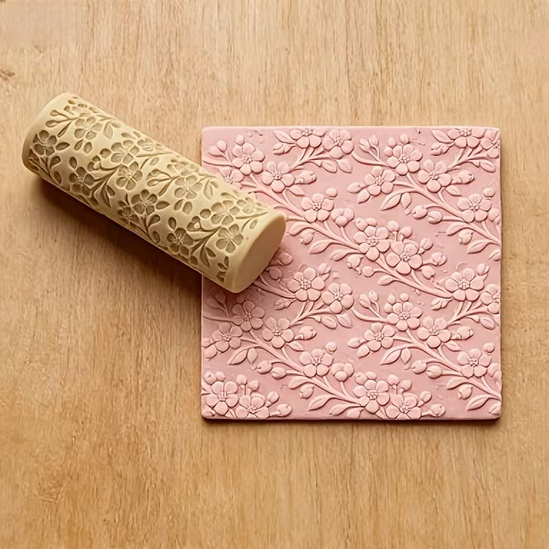 Retro Style Small Flower Polymer Clay Embossed Texture Roller - Creative Ceramic Sculpture Tool