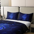 thumbnail image 4 of Erosebridal Blue Black Bed Set Musical Treble Clef Duvet Cover, Glowing Honeycomb Bedding Set Twin Music Theme Comforter Cover, Classic Jazz Music Bed Cover Luxury Musician Popstar Room Decor, 4 of 7