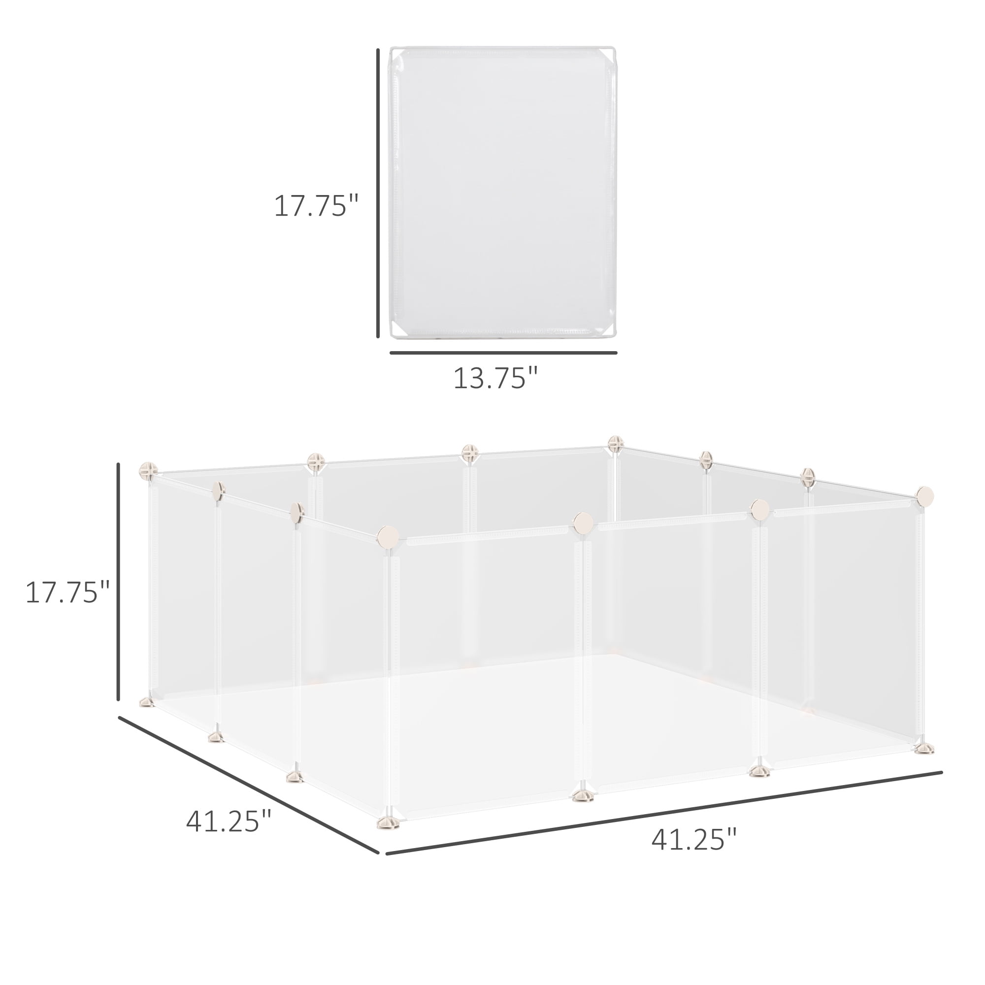Pawhut Pet Playpen DIY Small Animal Cage Open Enclosure Portable Plastic Fence 12 Panels for Kitten Bunny Chinchilla Guinea Pig White