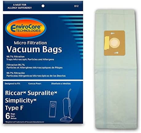 12X VACUUM CLEANER BAGS FOR SIMPLICITY TYPE F RICCAR SUPRALITE 