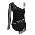 thumbnail image 2 of SiiRoh Girls Shiny Diamond Tassel Gymnastics Leotard Ballet Latin Jazz Dance Ice Skating Bodysuit Black 8, 2 of 6