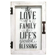 12" X 1.5" X 18" Distressed White Life'S Blessings Printed Glass Decor