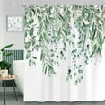 thumbnail image 6 of Sage Green Eucalyptus Shower Curtain,Nature Watercolor Plant Leaves with Floral Bathroom Decor,Waterproof Fabric Shower Curtain Set with Hooks 60X72in, 6 of 6