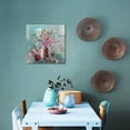 thumbnail image 2 of Pink Flower Canvas Wall Art Florals Abstract Picture Teal Turquoise Watercolor Peach Bloosom Painting Artwork Framed for Bathroom Nursery Living Room Bedroom Kitchen Home Office Decor 14"x14", 2 of 6