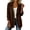 Brown, variant on Women's 3/4 Sleeve Blazers Notched Lapel Open Front Suit Cardigans Casual Dressy Twill Solid Color Sweaters Black