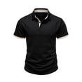 thumbnail image 4 of Vetsdori Men's Polo Shirt - Short Sleeve Collared Button Solid Color Color Block Jacquard Casual Design for Casual Daily Wear or Outdoor Activities, 4 of 6