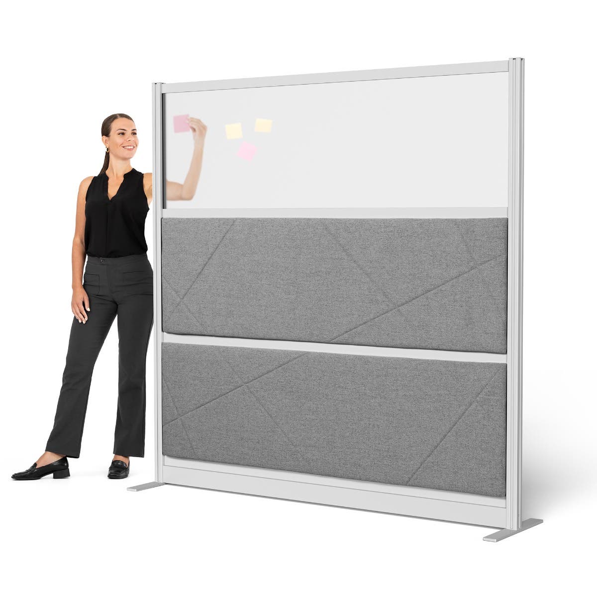 Luxor Tranquility Modular Wall Room Divider, 70" x 70", Silver Frame, Freestanding