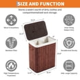 thumbnail image 2 of Garvee Folding Bamboo Laundry Hamper with Lid, 27.5 Gallon Large Capacity Wooden Basket with Washable Liner Bag, Slim Space-Saving Clothes Organizer for Small Bedroom, Apartment, Dorm, Brown, 2 of 8