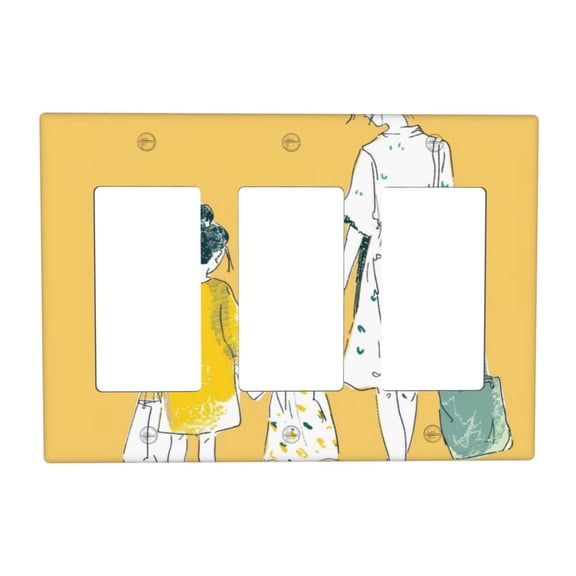 Hand Drawing Love Mothers Day Switch Cover Decorative Wall Plate 3-Gang Standard Size