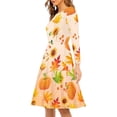 thumbnail image 2 of FKELYI Thanksgiving Sunflower Women Dresses Size S Elastic Pumpkin Fall Farmhouse Swing Twirl Skater Dress Lightweight Women Long Sleeve Dress to Look Thin Aesthetic, 2 of 4