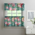thumbnail image 2 of 24 Inch 3 Pieces Set Kitchen Window Curtains with Rod Pocket over Sink Pioneer Colorful Floral Small Window Cafe Curtains for Home Decor Rod Pocket Tier Drapes, 2 of 6