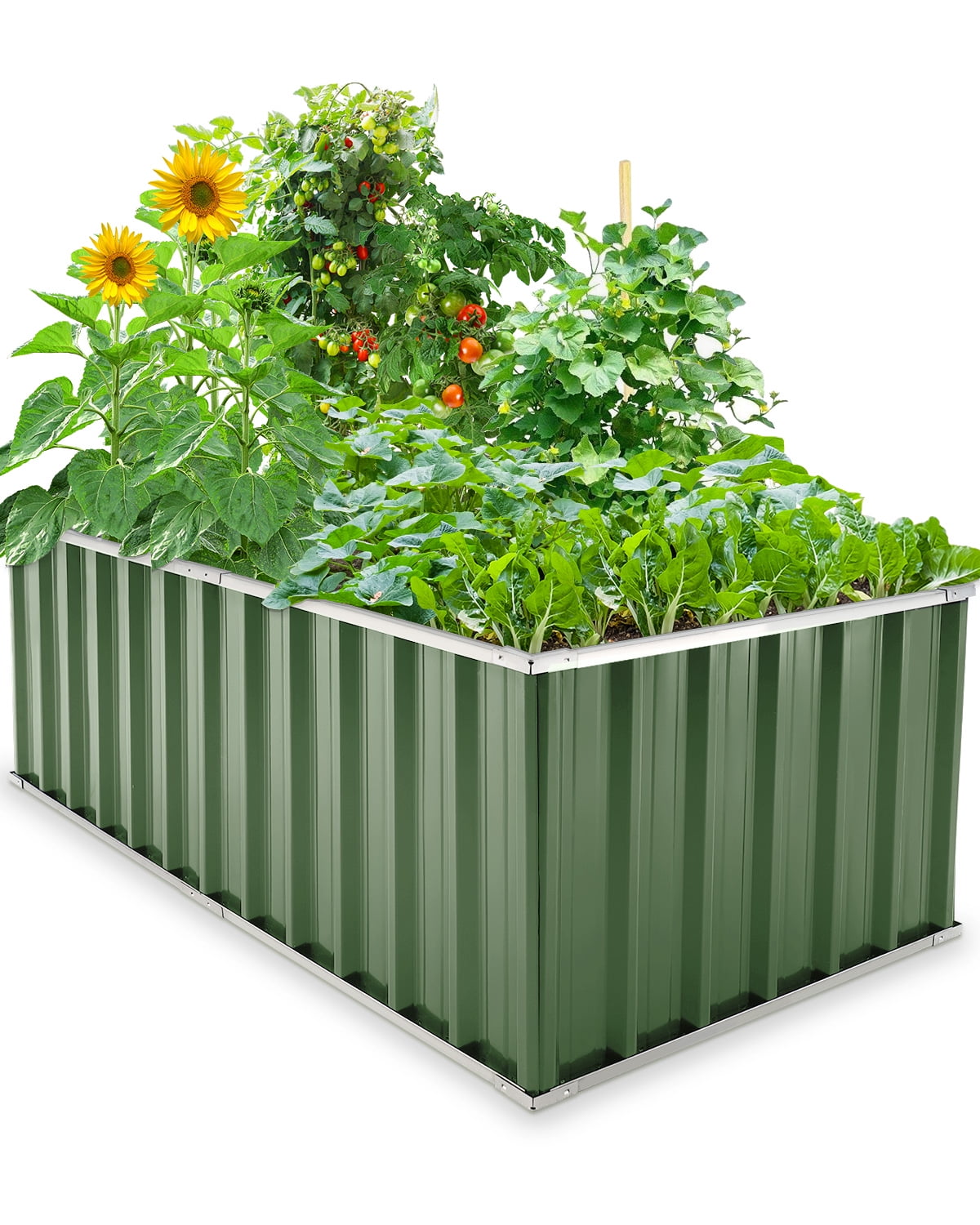 KING BIRD 6x3x2ft Galvanized Raised Garden Bed Outdoor Heightened Steel