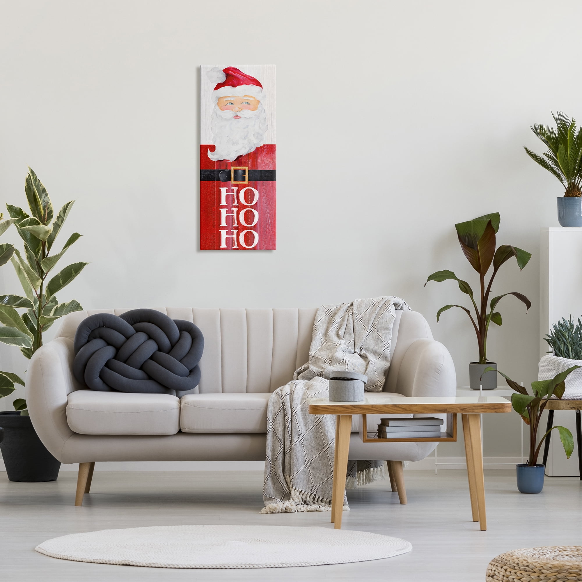 Stupell Industries Santa Clause Rustic Red Suit Charming Christmas Holiday Painting Gallery Wrapped Canvas Print Wall Art, 13 x 30