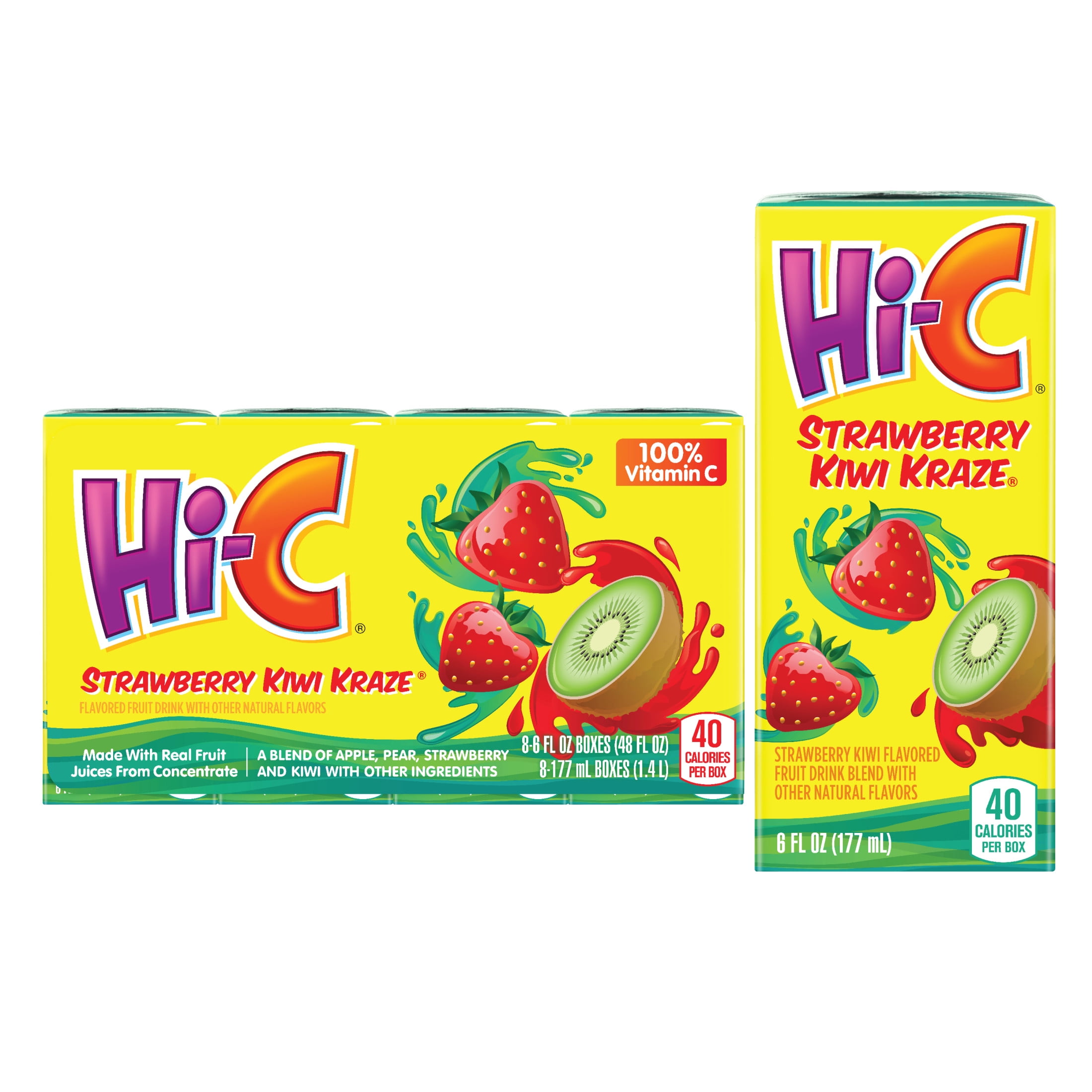 Hi-C Flavored Low Calorie Mixed Drinks - Strawberry Kiwi Kraze, 6