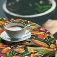 thumbnail image 3 of Ambesonne Garden Fitted Round Tablecloth, Orangish Spring Flowers Plot, 36"- 40" Diameter, Olive Green and Vermilion, 3 of 5