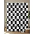 thumbnail image 4 of Simple Black White Checkered Small Stall Shower Curtain, Waterproof Shower Curtains for Bathroom, Lattice Buffalo Plaid Washable Fabric Cloth Bath Curtain for Bathtub with Hooks 36x72 Inches, 4 of 6