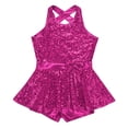 thumbnail image 3 of Aiihoo Kids Girls Gymnastic Ballet Leotard Sleeveless Sparkly Sequins Dress Modern Dance Jazz Dancewear Rose 6, 3 of 7