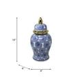 thumbnail image 3 of Sagebrook Home Ceramic 14" Temple Jar With Dahlia Flower, Blue/White with Gold Trim, 3 of 3
