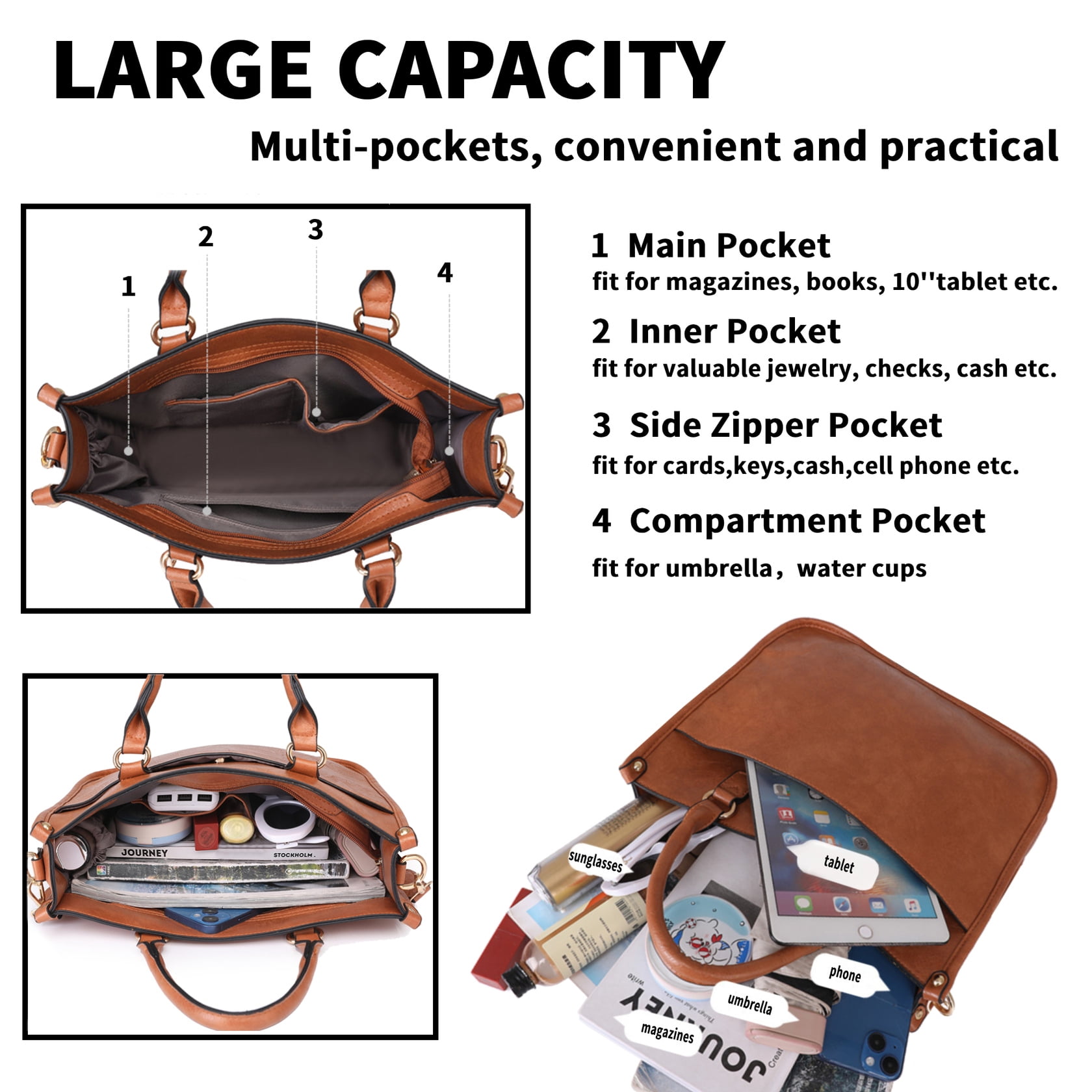 Crossbody Handbags for Women with Top Carry Handle, Vegan Leather Purses and Over-Shoulder Strap
