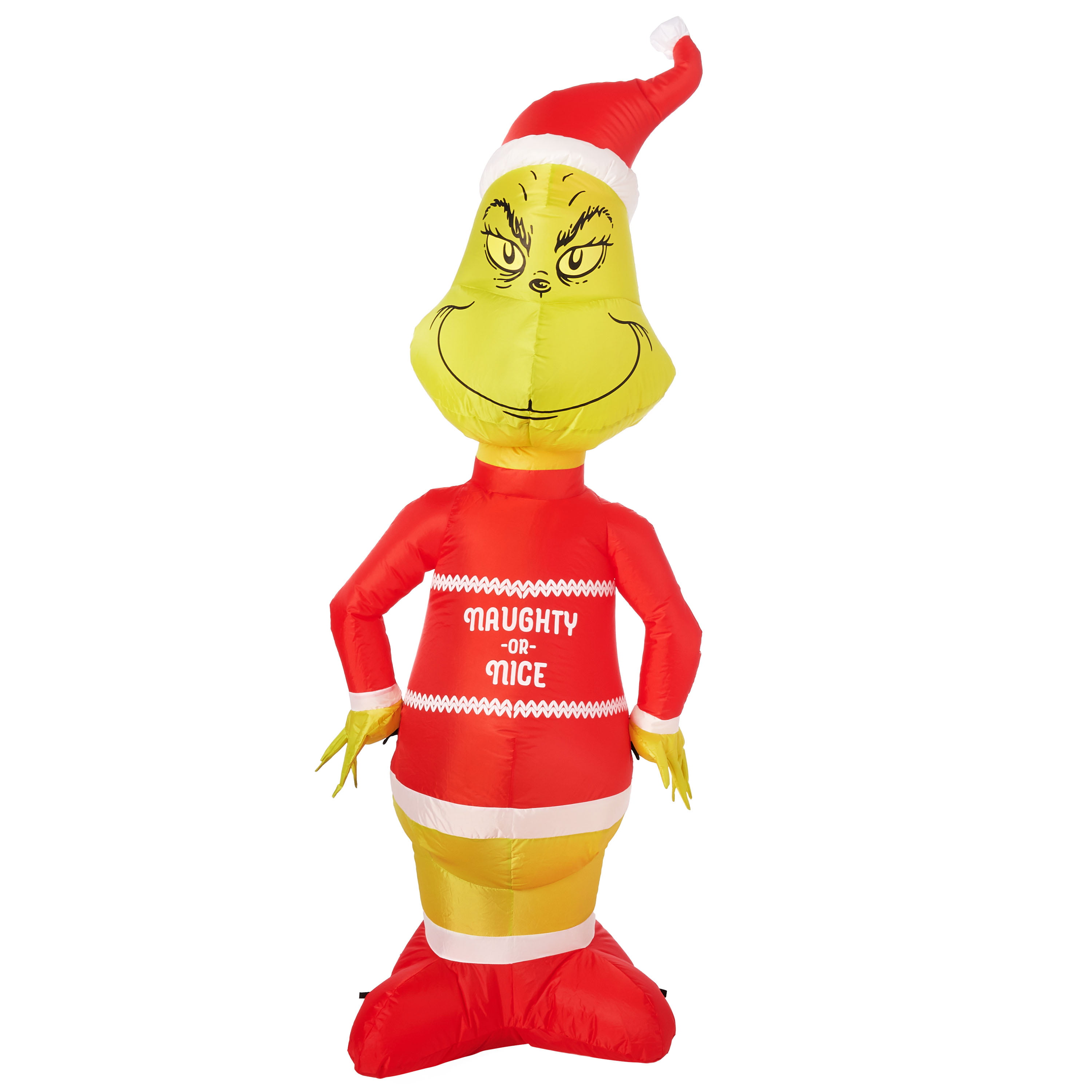 Gemmy Inflatable Grinch with Wreath in Santa Suit and Hat Indoor/Outdoor Holiday Decoration