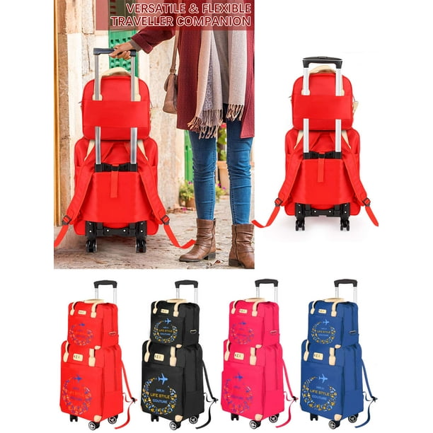 backpack trolley travel bags online purchase Gustave Wheeled Travel Backpack 2Pcs Carry on Luggage Set Rolling Laptop Backpack Overnight Trolley Suitcase Duffle Bag with 4 Wheels for Women Men