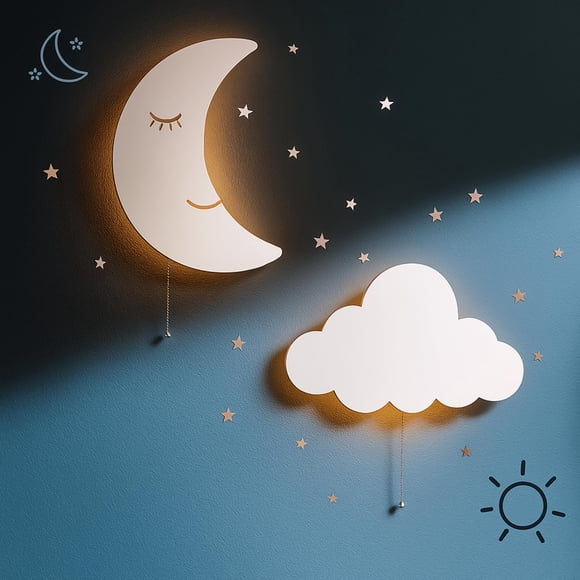 Luz nocturna Tip Perk, paquete de 2, nube y luna, a pilas