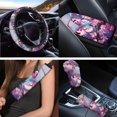 thumbnail image 3 of Uorisanigo Cherry Blossom Butterfly Front and Back Seat Covers with Safety Seat Belt Pads Auto Armrest Cushion Steering Cover Headrest & Gear Shift & Handbrake Covers Coasters Keychain,18 Pieces, 3 of 7