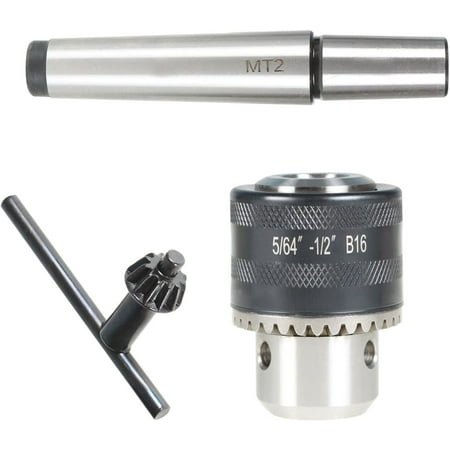 waltyotur Drill Press Chuck B16 Heavy Duty 1/2 Inch Drill Chuck Adapter Converter with Quick Change MT2 Shank and Chuck Key Morse Taper Arbor