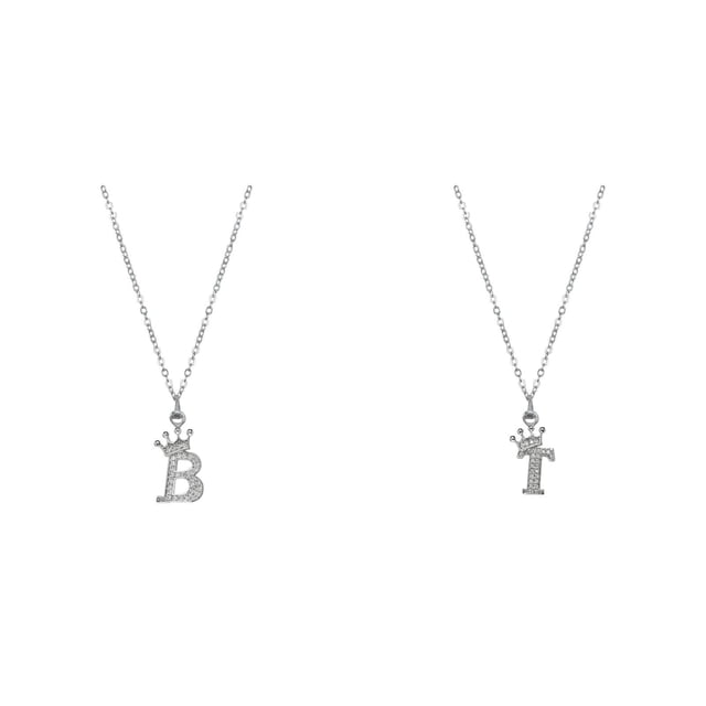(2-Pack) Rinsvye 26 English Letters Full Pearl Necklace with Charm Pendant Necklace for Women Trendy Necklace for Women Rhinestone Necklaces A Z Mens Pendant 26 Alphabet initial Necklaces for Teen G