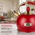 thumbnail image 4 of SUSLAS 2.64 qt Stainless Steel Whistling Tea Kettle for Stovetop, Red Vintage Tea Pot, 4 of 9