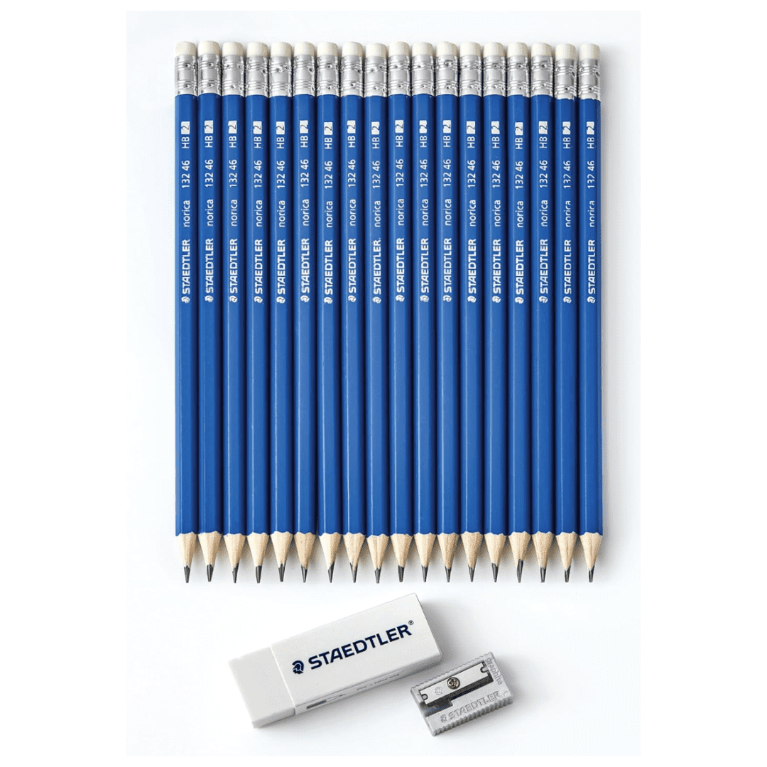 STAEDTLER Norica Pencil 12-Pack (12 Sets of 20 pcs): 18 Pre-sharpened #2 HB Pencils with 1 Eraser & 1 Sharpener, Break-Resistant Lead per pack, 240 count