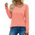 thumbnail image 2 of UVN Fall Square Neck Tops for Women Long Sleeve Blouse Ladies Dressy Button Shirts, 2 of 8