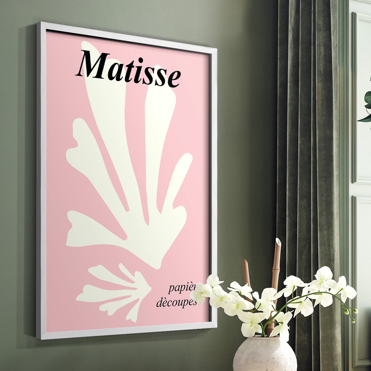 Matisse CCCLVI in White Solid Wood 16 x 20 Framed Print