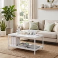 thumbnail image 2 of ZENSTYLE Wood Coffee Table Side End Table with W/2 Tier Storage Shelf for Living Room, White, 2 of 9