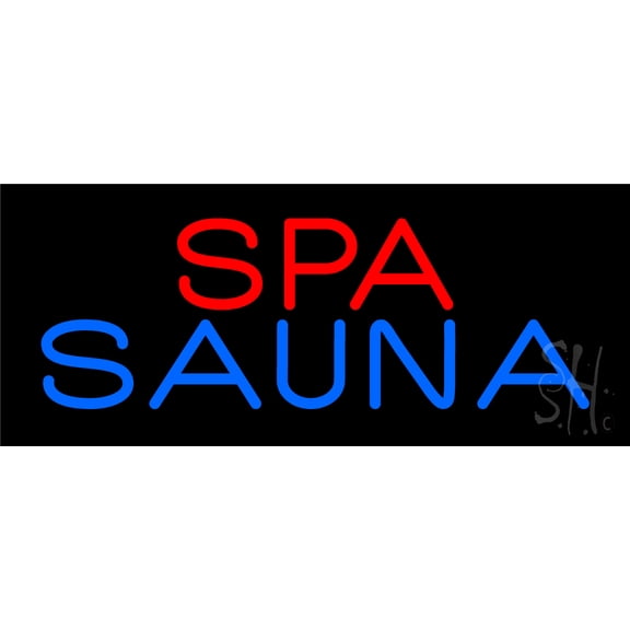 Spa And Sauna LED Neon Sign 6 x 15 - inches, Black Square Cut Acrylic Backing, with Dimmer - Bright and Premium built indoor LED Neon Sign for Defence Force.