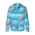 thumbnail image 2 of Goofa Dolphin Printed Women's UPF 50+ Sun Protection Hoodie Jacket Lightweight Long Sleeve Sun Shirt for Women with Pocket Hiking Outdoor-Small, 2 of 9