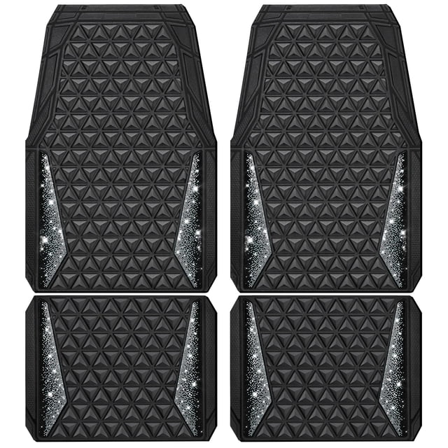Juego completo de alfombrillas CAR PASS Diamond Rubber antideslizantes, color negro