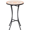 thumbnail image 1 of Mosaic Patio Table, Round Coffee Table with Metal Frame, Garden Furniture for Outdoor, Poolside, Yellow & Grey, 1 of 7