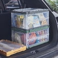 thumbnail image 3 of HANAMYA Folding & Stackable Storage Bin with Lid 80 Liter Clear/Gray (Set of 2), 3 of 7