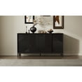 thumbnail image 4 of Christopher Knight Home Modern Geometric 60" Accent Cabinet, Sliding Doors, 2 Drawers, Natural Wood Veneer, Black, 4 of 10