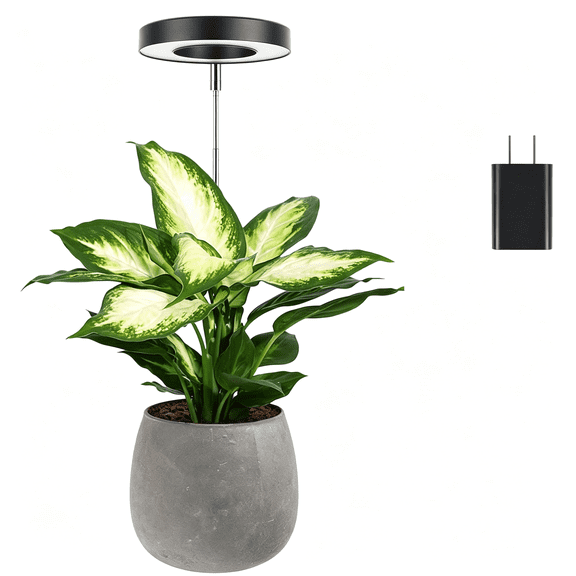 HIBIBUD Plant Grow Light, Full Spectrum Led Light for Indoor Plants, Auto On/Off Timer, 4 Dimmable Brightness, Black Indoor Grow Lights for Plants