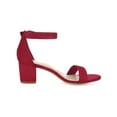 thumbnail image 3 of BLISSFUL STEP Women's Shoes Open Toe Mid Block Heel Ankle Strap Faux Suede Sandals Deep Red 10.5, 3 of 8