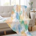 thumbnail image 6 of 70x55 Inches Glow in The Dark Blanket Cozy Throw Camping Blankets for Home and Outdoor Use Watercolor Soft Pastel Strokes, 6 of 8